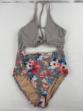 VYB Floral High-Waist One-Piece Swimsuit with Strappy Back